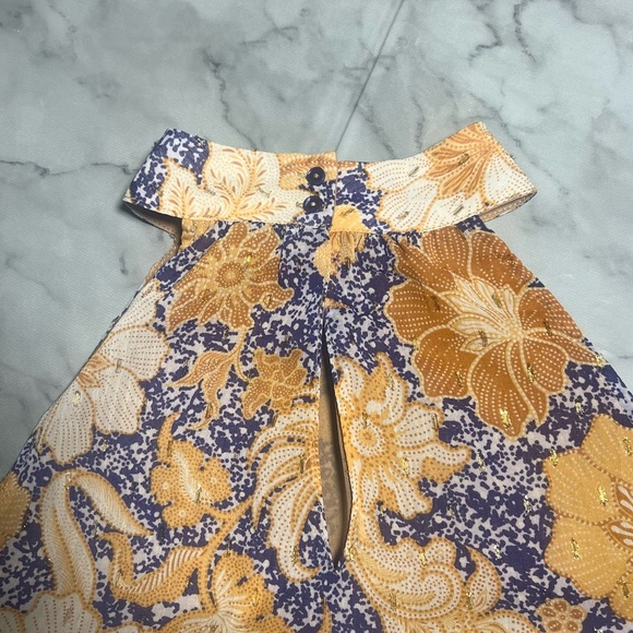 Boho Resort Halter Cupcakes & Cashmere Blouse Mustard Purple Cream Small - Picture 5 of 9